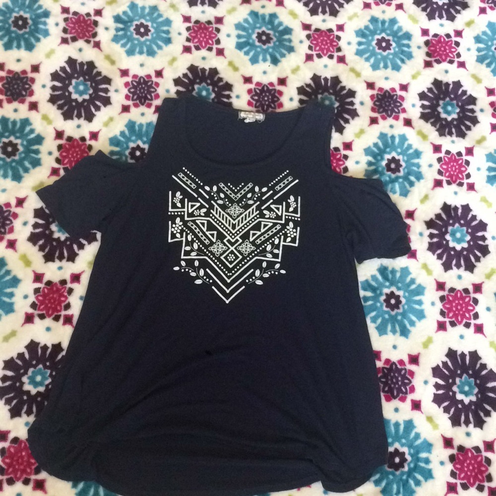 Off the shoulder shirt.